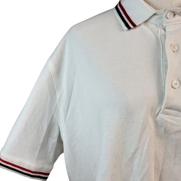 NEW POL Woman's Small White Cotton Short Sleeve Polo Shirt Red Black Stripe Trim - Picture 9 of 15